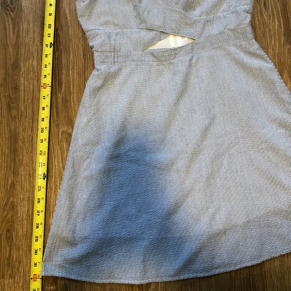 White and Blue Striped Cut-Out Dress - Picture 2 of 9